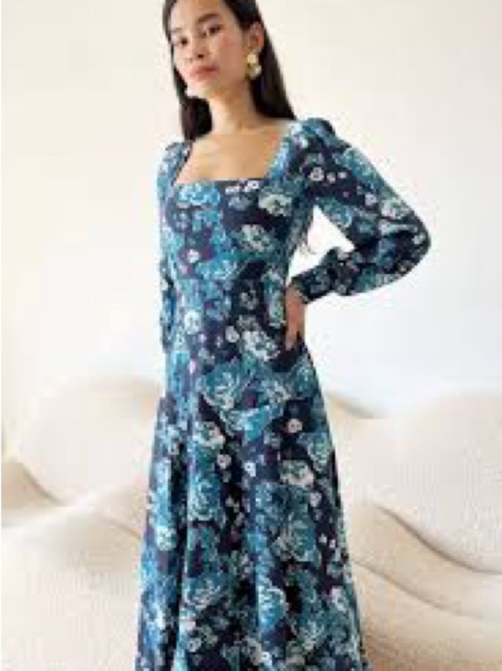 Yumi Kim Marlo Square-Neck Midi Dress